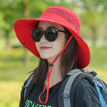 圆脸渔ha帽女韩款潮qd子宽檐布遮阳帽折叠出游防晒太阳帽凉帽