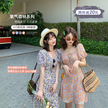 花栗鼠he姐雪纺法式ao衣裙女夏2020新式泡泡袖赫本风气质