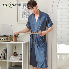 睡袍男hf季莫代尔短pd日式中长式和服男士加大码浴袍夏天睡衣