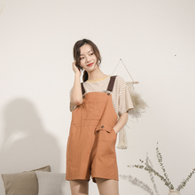 BBFhkR/本依凡hy麻宽松田园风背带女式阔腿短裤 ZESLK0044