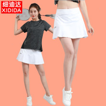 运动短hm女裙裤半身ja步短裙子薄式纯色网球裙白色羽毛球健身
