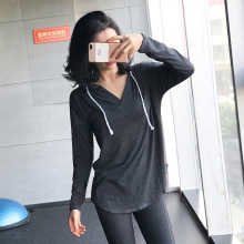 大码宽hm纯棉运动上rp速干健身长袖瑜伽服t恤跑步连帽衫秋冬