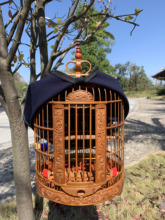 精品老hm猫眼笼雕花rp画眉竹制凯里鹩哥笼八哥笼