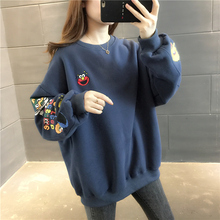 中长式hu通卫衣女加an20秋冬新式韩款ins上衣加厚外套百搭慵懒
