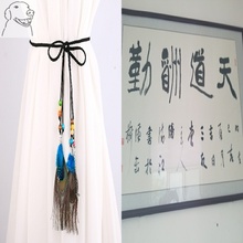 民族风hu织腰带女细ou衣裙百搭孔雀羽毛腰链流苏绳子汉服腰带