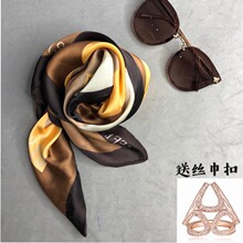 艾米家hu巾(小)方巾百ou女黄格送39元三环丝巾扣
