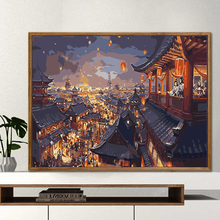 数字油hudiy手工an画客厅卧室风景的物花卉油彩画 古风