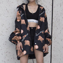 FMKhu潮牌情侣嘻ans满印(小)熊男女宽松休闲街头夹克外套FRLMK