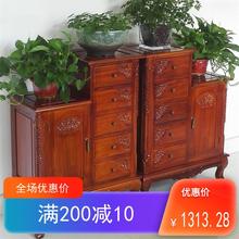香樟木hu具五斗柜客an(小)高低柜新中式装饰梯柜卧室雕花储物柜