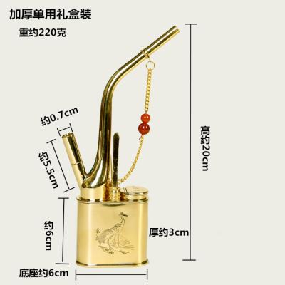 复古纯hu烟筒过滤大ou烟斗铜中国两用老式水烟旱烟袋壶