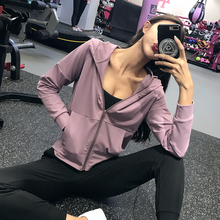 健身女hu宽松运动外ua夹克拉链开衫帅气连帽上衣瑜伽服长袖酷