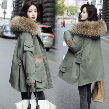 大鹅女hu派克羽绒服ua式2019新式爆式特大码(小)个子冬季外套潮