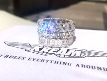 KREhxM icedyt ring S925纯银镀白金闪钻锆石戒指男女情侣戒指