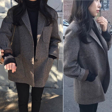 202hy秋新式宽松fzhic加厚西服韩国复古格子羊毛呢(小)西装外套女
