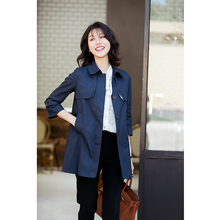 芝美日hy 减龄时尚fz中长式藏青薄式女春秋通勤新式