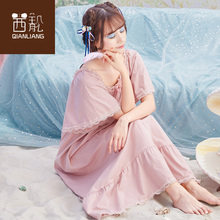 睡裙女hy季薄式纯棉wk码公主风家居服短袖2020新式睡衣女夏天