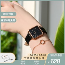 CLUhzE手表女ihg情侣手表女学生防水牛皮(小)方表简约气质手表女