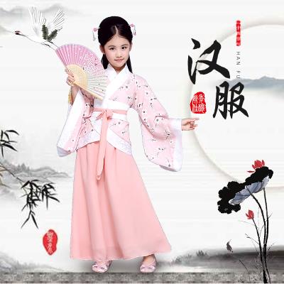 高档儿j7汉服棉麻国7e出服秋冬女童古装改良曲裾表演服古筝摄