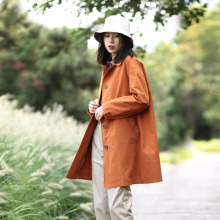 女士风ja秋季外套中qn闲娃娃领宽松风衣女慵懒风纯棉外套春秋