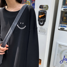 JHXji 笑脸印花hi袖T恤女秋装2019新式韩款宽松圆领打底衫上衣