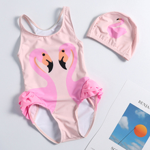 insji(小)童比基尼ju童连体泳衣女宝宝幼童宝宝天鹅游泳衣2-7岁
