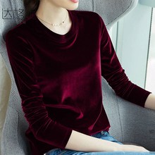 【单式ji加绒式】长he衫秋冬女士大码t恤上衣加绒加厚保暖绒衫