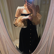 许大晴jl复古赫本风l02020新式宫廷风网纱女蕾丝裙