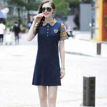 欧洲站jm019夏季td尚修身冰丝棉针织短袖POLO衫女连衣裙欧货潮