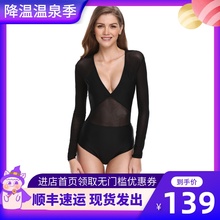 COLjsOYES网kg长袖温泉性感连体泳衣女遮肚显瘦(小)胸聚拢