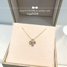 日本pjst vecsp四叶草项链 女18K黄金纯银三维立体花瓣钻石锁骨链