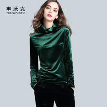 长袖金js绒高领心机ho恤大码春女时尚洋气显瘦上衣韩款
