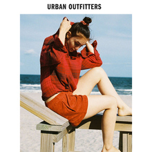 UO-karban izfitters连帽法兰绒休闲衬衫女装复古条格宽松套头衫