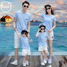 海边夏kh2020新an三口全家装母女母子时尚洋气运动套装