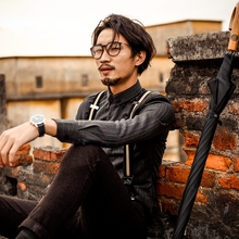 SOAkkIN英伦风tx色条纹衬衫男 痞帅商务正装休闲长袖西装衬衣