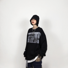 MX3kn制做旧洗水fp020FW复古印花欧美嘻哈街头宽松男女假两件