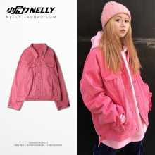 国潮嘻kp20FW 10磅丹宁水洗纯色牛仔夹克男女休闲宽松外套