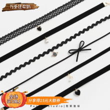 经典黑kschokezc简约百搭气质女锁骨链脖子饰品颈带颈链女