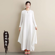 亚麻女ku2020新uo古风连衣裙民族风格女装复古棉麻改良旗袍裙