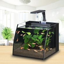 迷你家ku(小)型客厅玻fq桌面生态鱼缸水族箱懒的鱼缸金鱼乌龟缸