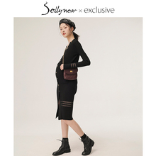 SELkuYNEARie装春秋时尚修身中长式V领针织连衣哺乳裙子