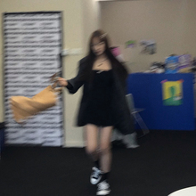 王少女la店 毛巾吊hg2020年夏季新式bm风黑色内搭打底连衣裙子