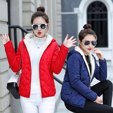 韩款棉la女短式20er式女士(小)棉袄女短式轻薄棉服时尚羊羔毛外套