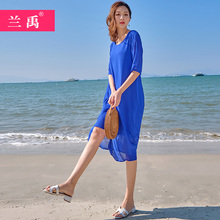 裙子女la020新式ao雪纺海边度假连衣裙沙滩裙超仙