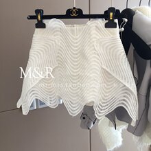 201la秋冬新品韩ci称镂空高腰阔腿裙摆短裤蕾丝裙裤热裤女