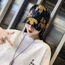 帽子女la天韩款潮刺ao帽亮片帽子防晒鸭舌帽女士春夏遮阳网帽