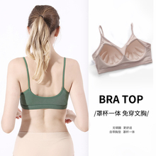 纯色棉lb胸女无钢圈ob体式带胸垫裹胸防走光美背学生吊带文胸
