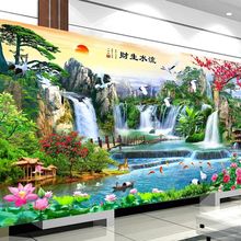 线绣自lc绣手工十字dk20新式客厅满绣2019山水画风景迎客松大幅