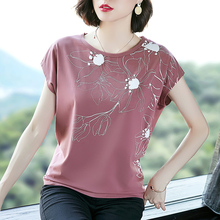 中年女lf新式30-wf妈妈装夏装纯棉宽松上衣服短袖T恤百搭打底衫