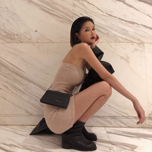 TERliOLY 欧ges2020春季性感裹胸加厚毛绒连衣裙女包臀露背裙子
