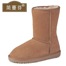 新式冬lj羊皮毛一体nn中筒女靴防水短靴男女鞋棉鞋